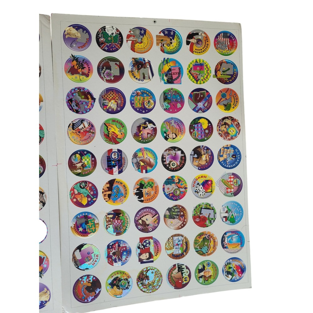 Vintage Statehood Pogs USA Souvenir Collectible - 2 sets - Paper Discs
